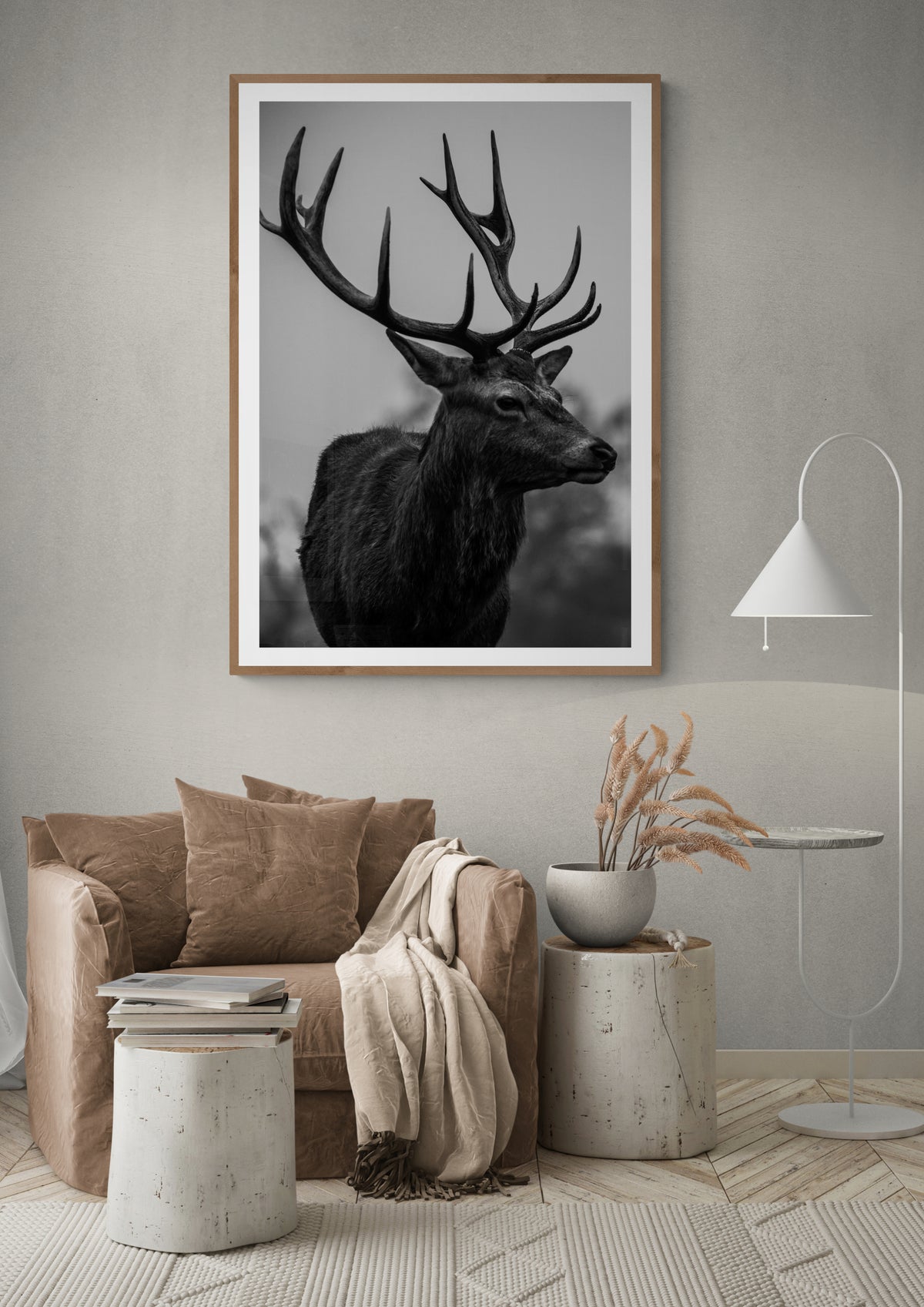 Hirsch schwarz weiß Poster