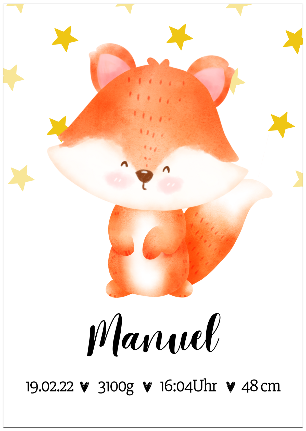 Fuchs Baby Personalisiertes Poster